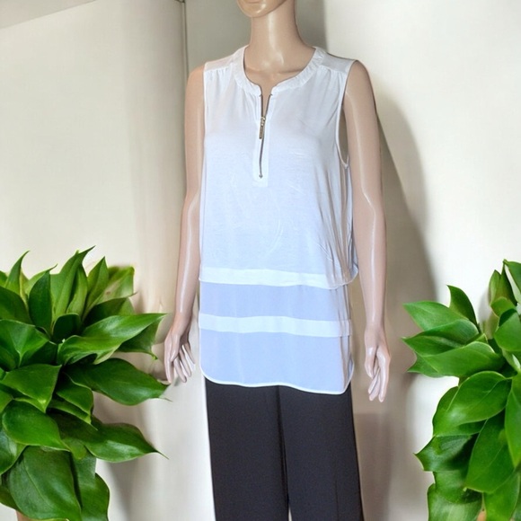 MICHAEL Michael Kors White Sleeveless Top with Zipper - Picture 2 of 16